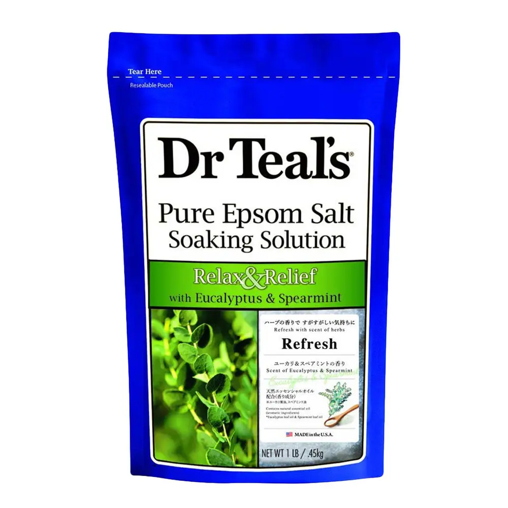 Muối Tắm Thư Giãn Bạch Đàn & Bạc Hà, Pure Epsom Salt Soaking Solution, Relax & Relief with Eucalyptus & Spearmint, 1 lb (450g) - DR TEAL'S